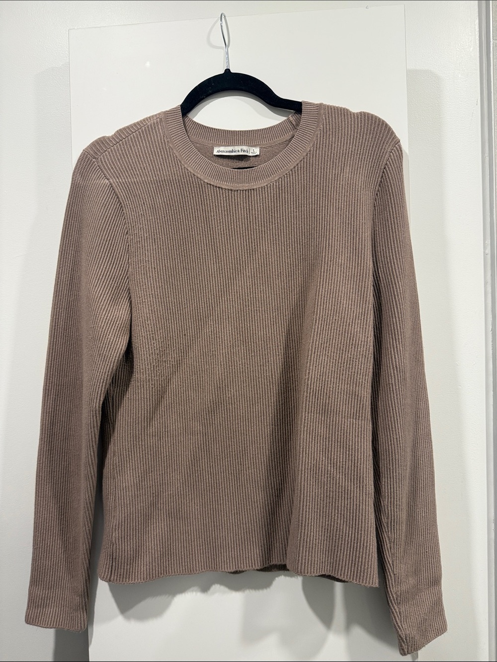 Abercrombie & Fitch Women's Ribbed Crew Sweater - Taupe Brown